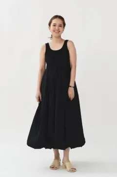 美品 スズキタカユキ linen dress 黒 - メルカリ