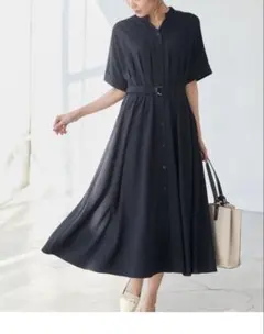 タグ付き　ROPÉ PICNIC ネイビー シャツワンピース 半袖 ベルト付き