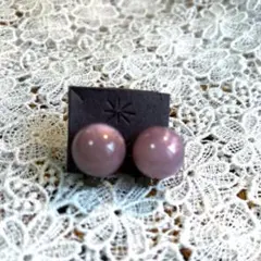 球型イヤリング　パール調　薄紫　レトロ　ヴィンテージ