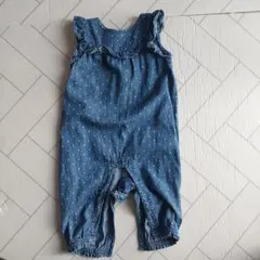 GAP6-12month　デニム調 水玉模様ロンパース フリル付き