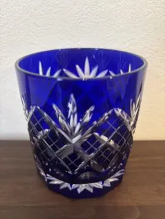 ☆カットガラスの魅力☆伝統切子★江戸風情★翼工房 M-1438-R 剣矢来笹の葉文様 天開オールド アカ – 硝子工房 彩鳳