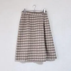 Rewde／ウール調チェック柄／Aラインスカート／ベージュ系／40 Lのサムネイル