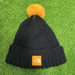 THE NORTH FACE 黒/オレンジ ポンポンニット帽