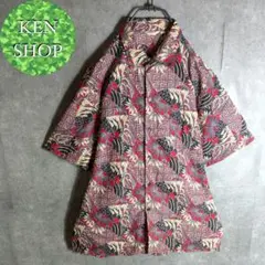 柄シャツ　マルチカラー　ボタニカル総柄　ヴィンテージ古着のサムネイル
