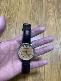 稼働品 EMPORIO ARMANI アルマーニ 腕時計 クロノグラフ デイト