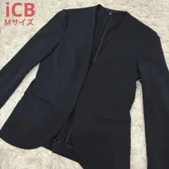 未使用級✨iCB 洗えるFied ノーカラージャケット ネイビー 40 M