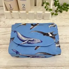 横入れお弁当袋【裏撥水】海の生き物 ブルー☆ハンドメイド マジックテープ