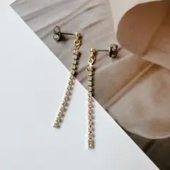 1258 チェーンピアス ラインストーン ロング ジルコニア CZダイヤ 結婚式