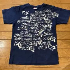 ROXY ネイビー ロゴプリントコットン Tシャツ M