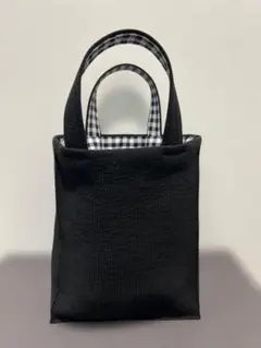 トートバッグ ギンガムチェック柄 イブル 黒