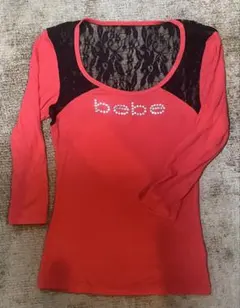bebe オレンジ色 レースバック トプスS