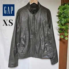 【GAP】レザー調 シングルライダース　ジャケット オリーブ/カーキ XS