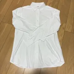ユニクロ スーパーノンアイロンジャージースリムシャツ/ボタンダウン ホワイト L
