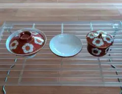 蓋付き 椀 赤地 梅文様 和食器