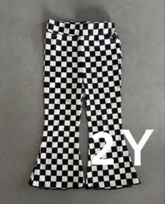 SHEIN チェック柄 フレアパンツ 2Y