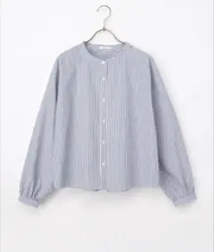 S*娘様 Honeys ショート丈スタンドシャツ　コンストライプ　Mサイズ