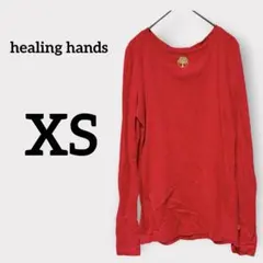 healing hands【XS】 長袖 Tシャツ レッド あか シンプル