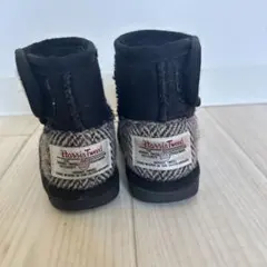 Harris Tweed ベビーブーツ 黒/チェック柄