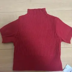 GRL ハイネック リブニット 半袖 レッド