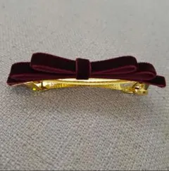 バレッタ　ベルベット　リボン　ボルドー　ベロア