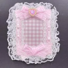 新品未使用　硬質カードケースデコ　ピンク　オーロラ　フリル　レース　ミルキー