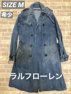 【希少品】ラルフローレン　デニムトレンチコート　ダブル　ヴィンテージ加工　M