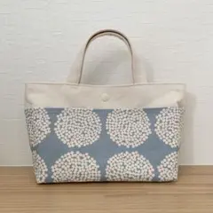 ミニトート、バッグインバッグ☆サークルフラワーブルー