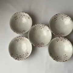 極美品　桜模様の陶器皿5枚セット