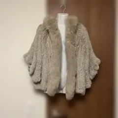 【美品】ベージュファーコート 100%ポリエステル