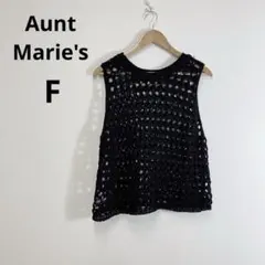 Aunt Marie's メッシュニットベスト ブラック ベスト ニット Fのサムネイル