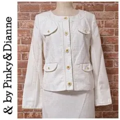 新品 ＆by Pinky&dianne ツイード ノーカラージャケット Mサイズ