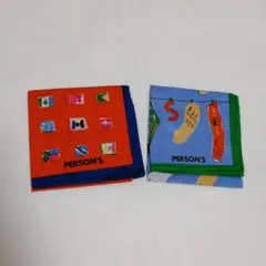 PERSON'S 国旗 くつ下柄 デザインハンカチ 2枚セット カラフル レトロ