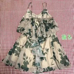 美品　dazzlinダズリン　花柄シフォンキャミワンピース ベージュ/グリーン系