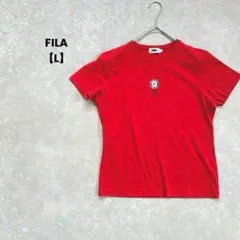 a1639＊FILA 半袖Tシャツ　赤【L】シンプル　ワンポイント　カジュアル