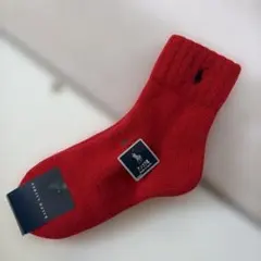 新品 RALPH LAUREN ソックス アンゴラ混 レッド