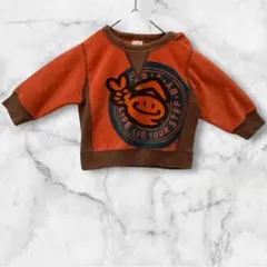 【e.a.B (べべ)】フリース素材 トレーナースマイルロゴ　オレンジ 80