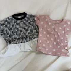 な*ー様 バースデイ　しまむら　西松屋　リラ　水玉　Tシャツ　シャツドッキング