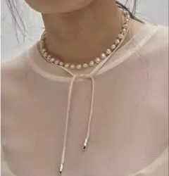 todayful Pearl Ribbon Choker エクリュ