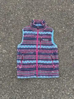 Columbia 総柄 フリースベスト S フルジップ アウトドア