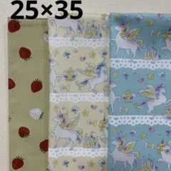 ユニコーン いちご柄 給食ランチョンマット3枚セット(25×35)女の子
