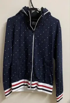 ネイビー ドット柄 フード付きジャケット　 メンズＭサイズ