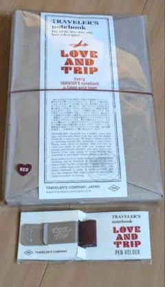 トラベラーズノート LOVE AND TRIP レッド　ペンホルダー　セット