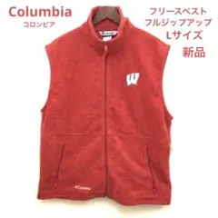 Columbia フリースベスト　フルジップアップ　レッド　メンズ　Lサイズ