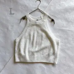 H&M DIVIDEDニットキャミソール Y2K ホワイト/白　Lサイズ