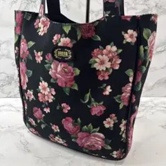 FEILER フェイラー 薔薇柄 花柄 ナイロン トートバッグ 黒(ブラック)のサムネイル