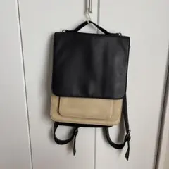 【SENSE OF PLACE】かばん　リュック 黒✖️ベージュ　A4サイズ○