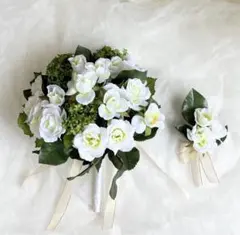 ウェディングブーケ&ブートニアのセット