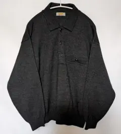 INTERMEZZO　ウールニットポロ　ブラック　M　古着