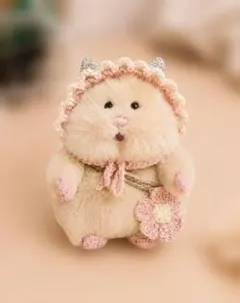 はむにぎり　ボンネット＋お花バッグセット　アプリコット