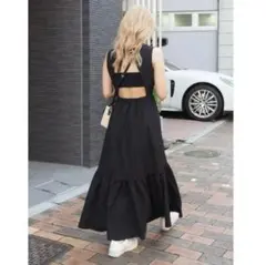 美品⭐︎ EVRIS バックシャーリングロングワンピース